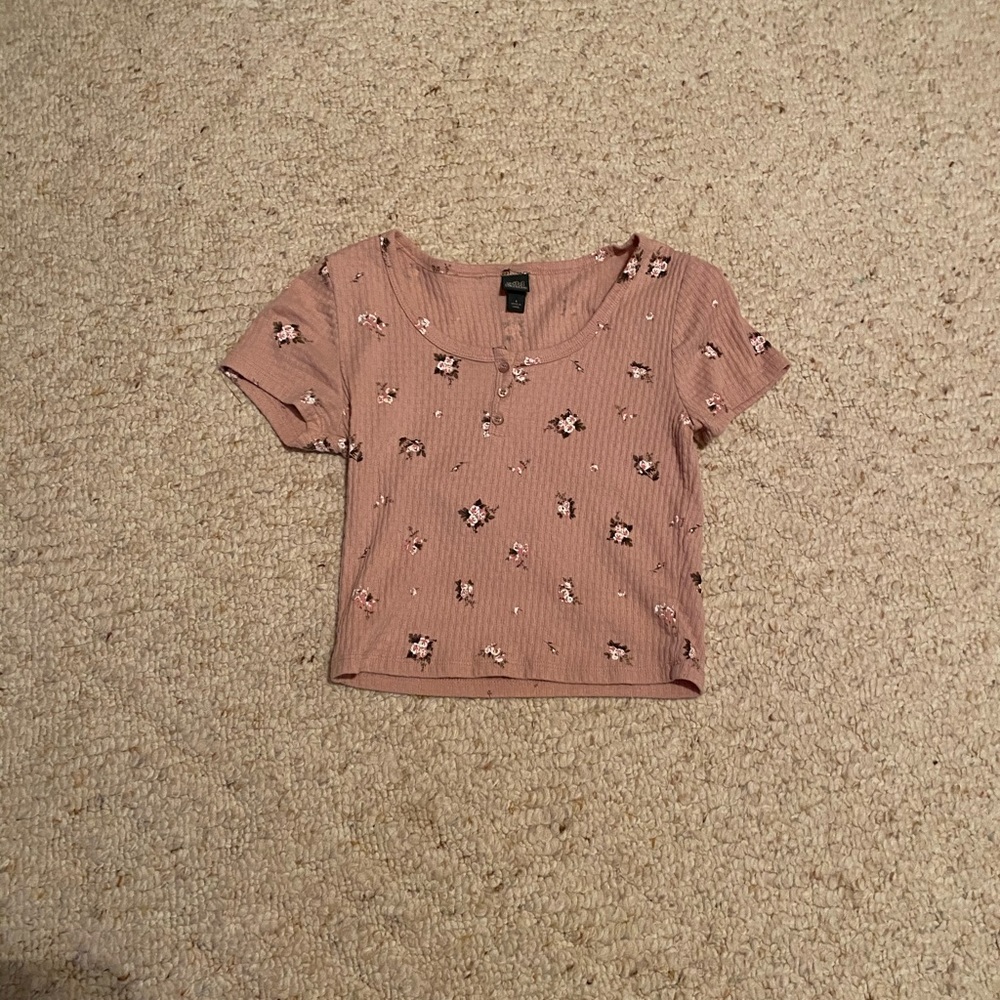 Wild Fable, small, pink flower crop top